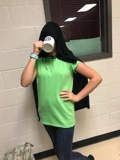 Sophomore Anna Fleischauers Meme Day outfit was inspired by the its none of my business meme.