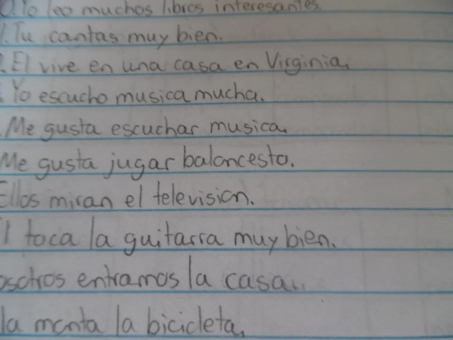 Schoolwork that is written in Spanish