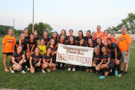The girls soccer team celebrated their district win. Now theyre going for the regional title.