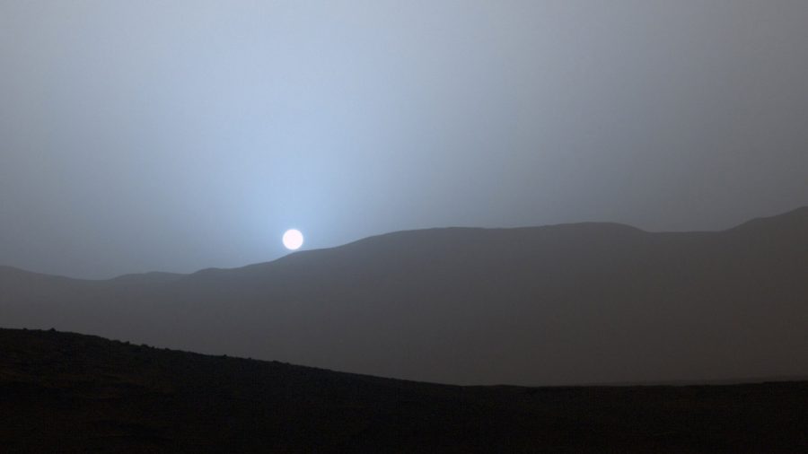 The sunset on Mars, as captured by the Curiosity rover in 2015.
